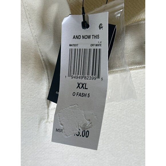 And Now This Mens Solid Fleece Polo Long-Sleeve Sweatshirt, Off White, NWT, XXL - Picture 4 of 5